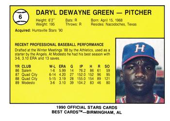 1990 Best Huntsville Stars #6 Daryl Green  Back