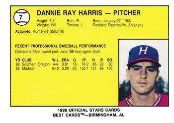 1990 Best Huntsville Stars #7 Dannie Harris  Back