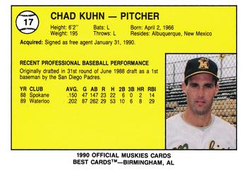 1990 Best Madison Muskies #17 Chad Kuhn  Back