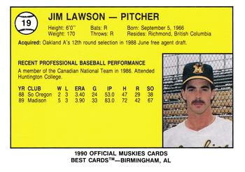 1990 Best Madison Muskies #19 Jim Lawson  Back