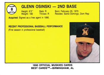 1990 Best Madison Muskies #8 Glenn Osinski  Back