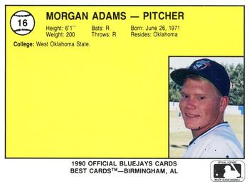 1990 Best Medicine Hat Blue Jays #16 Morgan Adams  Back