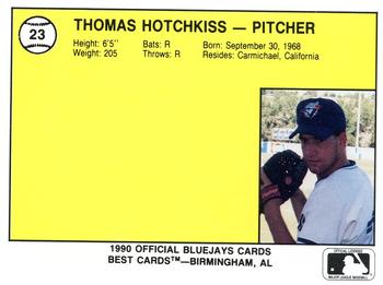 1990 Best Medicine Hat Blue Jays #23 Thomas Hotchkiss  Back