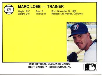 1990 Best Medicine Hat Blue Jays #24 Marc Loeb Back
