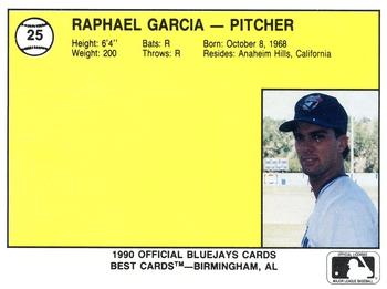 1990 Best Medicine Hat Blue Jays #25 Raphael Garcia  Back