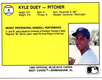 1990 Best Medicine Hat Blue Jays #5 Kyle Duey  Back