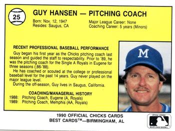 1990 Best Memphis Chicks #25 Guy Hansen Back