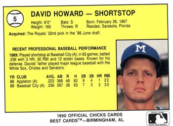 1990 Best Memphis Chicks #5 David Howard  Back