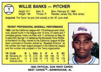 1990 Best Orlando Sun Rays #1 Willie Banks  Back