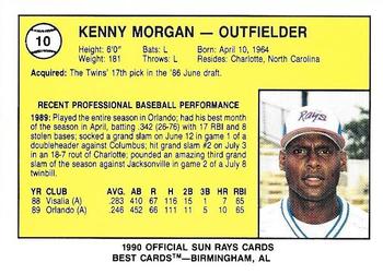 1990 Best Orlando Sun Rays #10 Kenny Morgan  Back