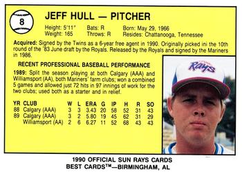 1990 Best Orlando Sun Rays #8 Jeff Hull  Back
