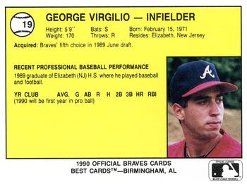 1990 Best Pulaski Braves #19 George Virgilio  Back