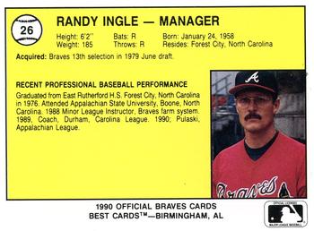 1990 Best Pulaski Braves #26 Randy Ingle Back