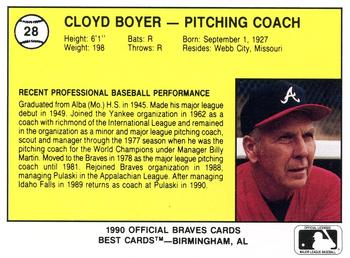 1990 Best Pulaski Braves #28 Cloyd Boyer Back