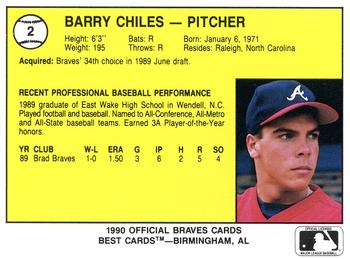 1990 Best Pulaski Braves #2 Barry Chiles  Back
