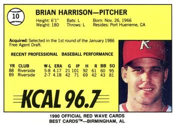 1990 Best Riverside Red Wave #10 Brian Harrison  Back