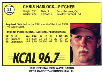 1990 Best Riverside Red Wave #11 Chris Haslock  Back