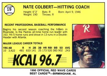 1990 Best Riverside Red Wave #19 Nate Colbert Back