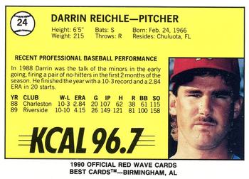 1990 Best Riverside Red Wave #24 Darrin Reichle  Back