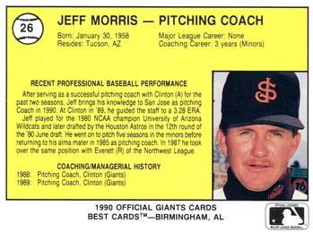 1990 Best San Jose Giants #26 Jeff Morris Back