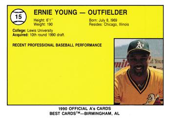 1990 Best Southern Oregon Athletics #15 Ernie Young  Back