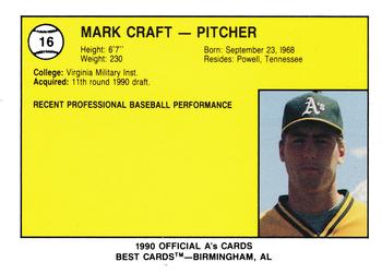 1990 Best Southern Oregon Athletics #16 Mark Craft  Back
