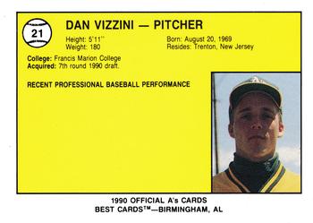 1990 Best Southern Oregon Athletics #21 Dan Vizzini  Back