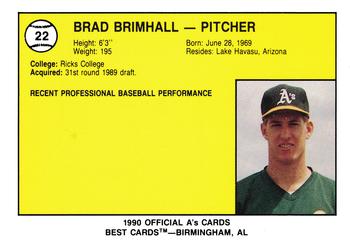1990 Best Southern Oregon Athletics #22 Brad Brimhall  Back