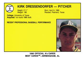 1990 Best Southern Oregon Athletics #3 Kirk Dressendorfer  Back