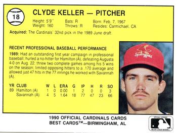 1990 Best Springfield Cardinals #18 Clyde Keller  Back