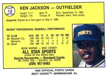 1990 Best Stockton Ports #12 Ken Jackson  Back