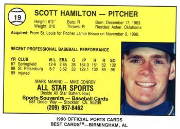 1990 Best Stockton Ports #19 Scott Hamilton  Back