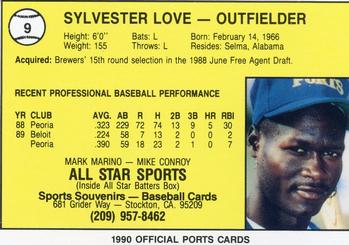 1990 Best Stockton Ports #9 Sylvester Love  Back