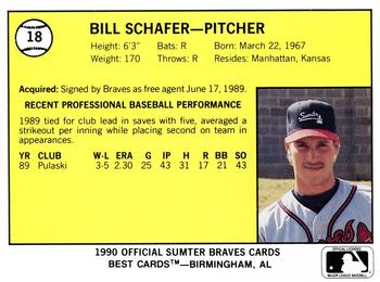 1990 Best Sumter Braves #18 Bill Schafer  Back