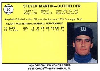 1990 Best Waterloo Diamonds #10 Steven Martin  Back
