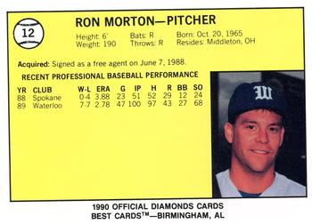 1990 Best Waterloo Diamonds #12 Ron Morton  Back