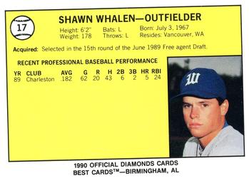 1990 Best Waterloo Diamonds #17 Shawn Whalen  Back