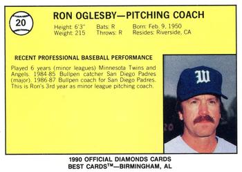 1990 Best Waterloo Diamonds #20 Ron Oglesby Back