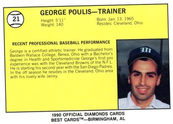 1990 Best Waterloo Diamonds #21 George Poulis  Back