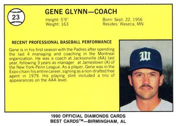 1990 Best Waterloo Diamonds #23 Gene Glynn Back