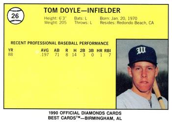 1990 Best Waterloo Diamonds #26 Tom Doyle  Back