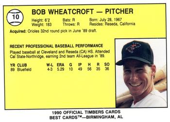 1990 Best Wausau Timbers #10 Bob Wheatcroft  Back