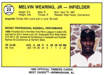 1990 Best Wausau Timbers #23 Melvin Wearing Back