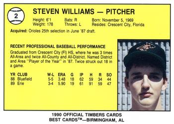 1990 Best Wausau Timbers #2 Steven Williams  Back
