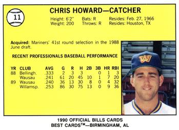 1990 Best Williamsport Bills #11 Chris Howard  Back