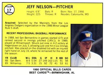 1990 Best Williamsport Bills #17 Jeff Nelson  Back