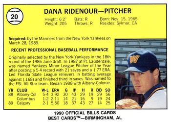 1990 Best Williamsport Bills #20 Dana Ridenour  Back