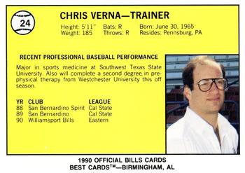 1990 Best Williamsport Bills #24 Chris Verna  Back