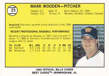1990 Best Williamsport Bills #23 Mark Wooden  Back