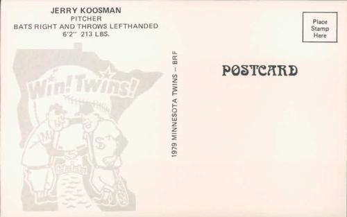 1979 Minnesota Twins Postcards #NNO Jerry Koosman Back